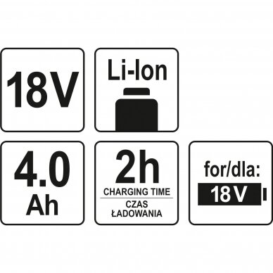 Akumuliatorius YATO YT-82844 | Li-ion | 18V | 4AH 2