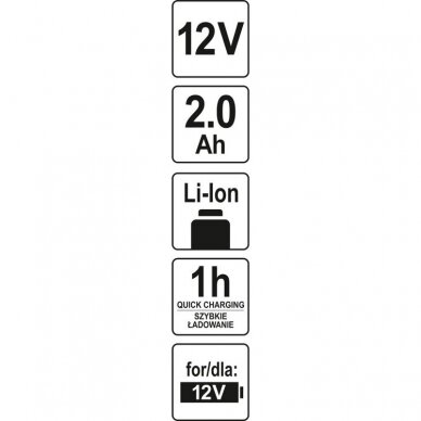 Akumuliatorius YATO YT-82909 | Li-ion | 12V | 2AH 2