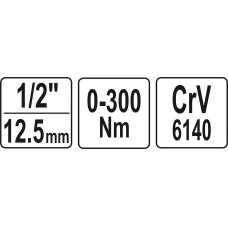 Dinamometrinis raktas YATO YT-07641 | 1/2" | 0-300Nm