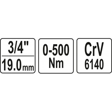 Dinamometrinis raktas YATO YT-07642 | 3/4" | 0-500Nm
