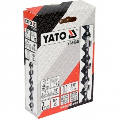 Grandininio pjūklo grandinė YATO YT-84948 | 10" | 3/8" | 0.05" | 40 grandžių