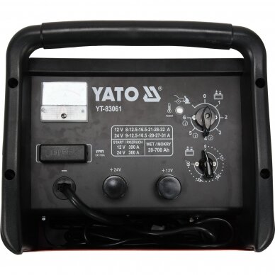 Įkroviklis su užvedimo funkcija YATO YT-83061 | 12/24V | 32A | 700AH 1