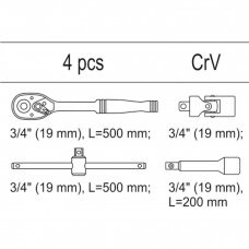 Įrankių dėklas YATO YT-55458 | raktų rinkinys | 3/4" | 4VNT.