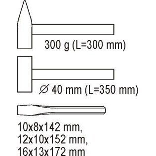 Įrankių dėklas YATO YT-5540 | kalimo įrankių komplektas | 5VNT. 1