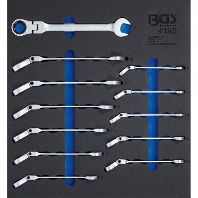 Įrankių dėklas BGS Technic 4195 | 2/3 | veržliarakčių rinkinys | 12VNT.