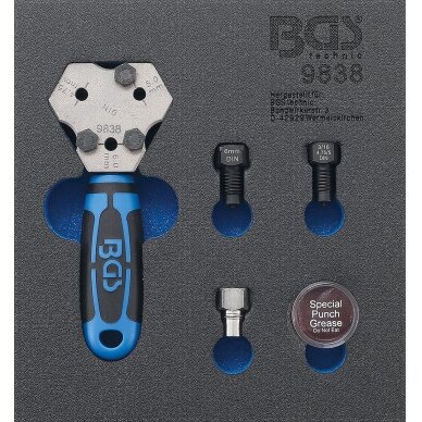 Įrankių dėklas BGS Technic 9838 | 1/6 | stabdžių vamzdelių valcavimo įrankių komplektas | 4.75-5-6MM | 4VNT.