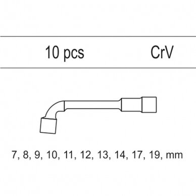 Įrankių dėklas YATO YT-55456 | L-tipo veržliarakčių rinkinys | 10VNT. 1