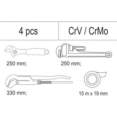 Įrankių dėklas YATO YT-55480 | santechniko įrankių rinkinys | 4VNT.