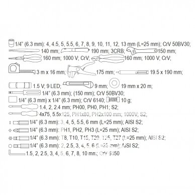Įrankių rinkinys elektrikams YATO YT-39009 | 68VNT. 7