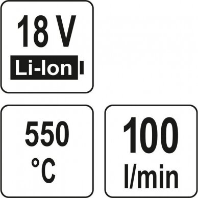 Kaitinimo fenas YATO YT-82285 | Li-ion | 18V | 550° | be akumuliatoriaus 6