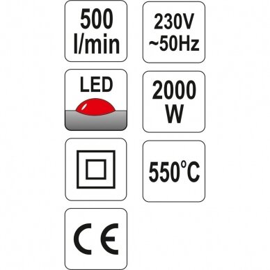 Kaitinimo fenas YATO YT-82292 | 2000W | LED | 550° 3