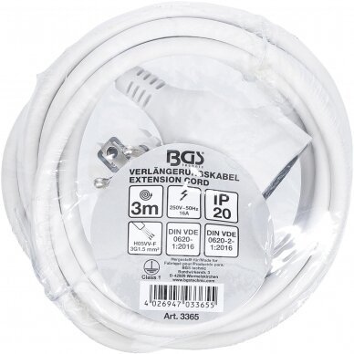 Prailginimo kabelis BGS Technic 3365 | H05VV-F | 1 lizdas | 3M