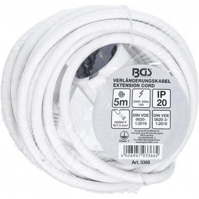 Prailginimo kabelis BGS Technic 3366 | H05VV-F | 1 lizdas | 5M