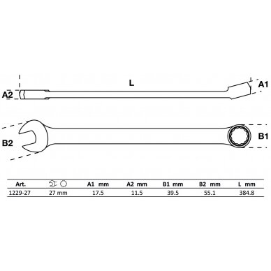 Raktas kombinuotas | ilgas tipas | 27 mm (1229-27) 3