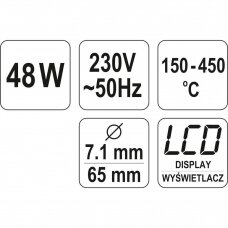 Skaitmeninė litavimo stotelė YATO YT-82455 | LCD | 48W | 450°
