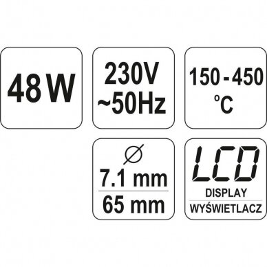 Skaitmeninė litavimo stotelė YATO YT-82455 | LCD | 48W | 450° 1