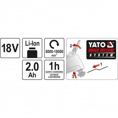 Švytuoklinis multifunkcinis įrankis YATO YT-82818 | Li-ion | 18V | 3.2°