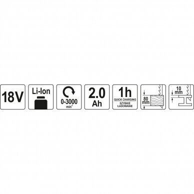 Tiesinis pjūklas YATO YT-82814 | 1/2" | Li-ion | 18V | 3000 MIN-1